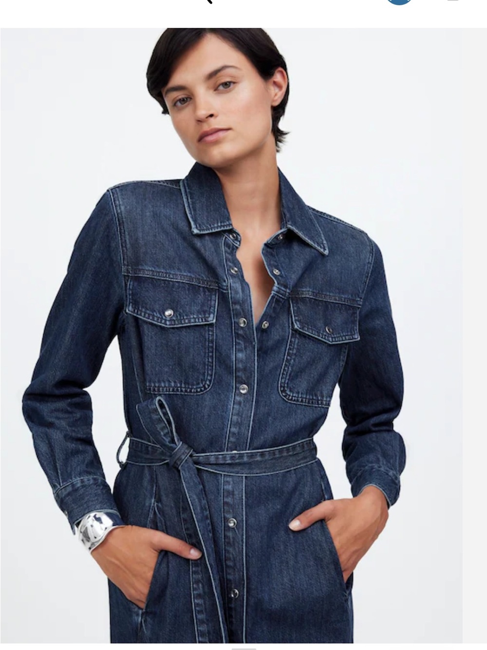 Madewell Dark Blue Denim Midi Shirt Dress - Picture 3 of 5